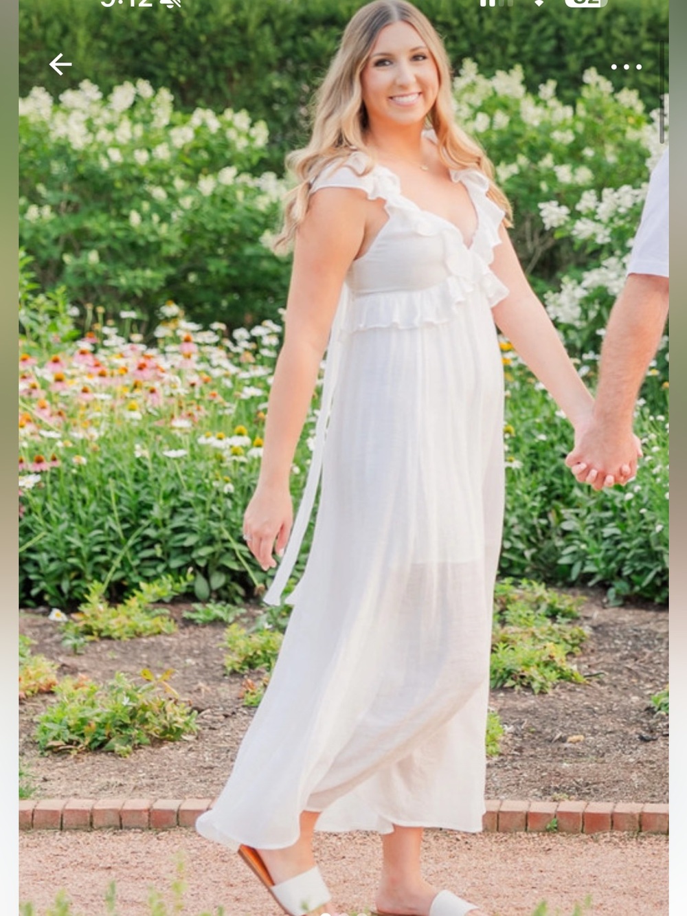 Vici White Ruffle-Trim Maxi Dress